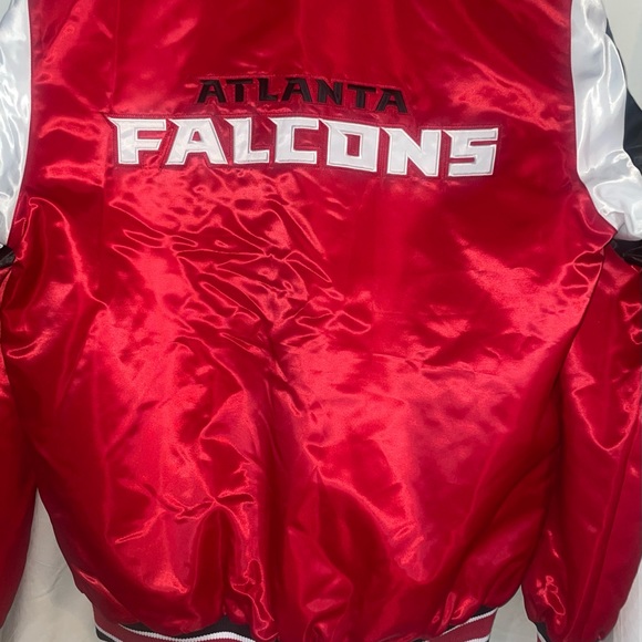 Men’s Starter Atlanta Falcons Varsity Red Satin Snap Jacket Size Large New w/Tag - Picture 8 of 10